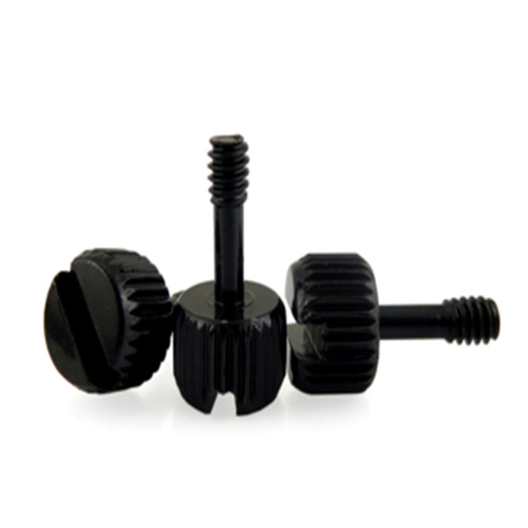M3 M4 Sekrup jempol casing komputer knurled hitam untuk penutup