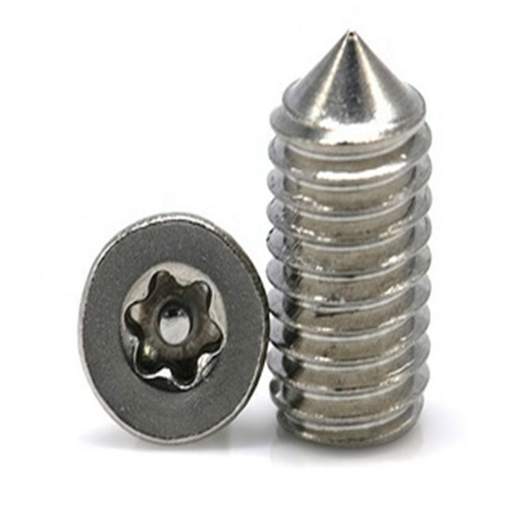 Torx baja tahan karat M6 dengan sekrup set titik kerucut pin