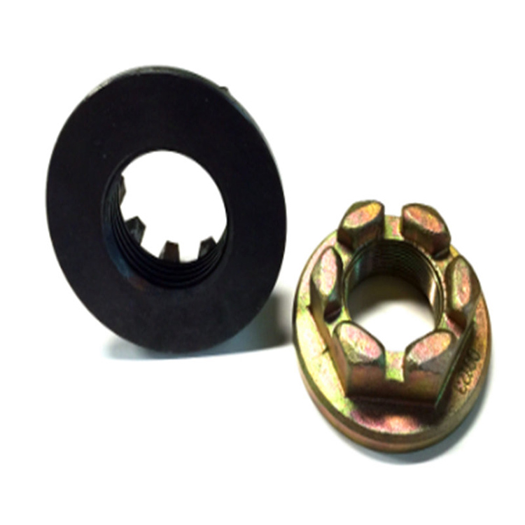 DIN935 Mur kastil Kunci Bulat Berlubang Segi Enam Flange Hex