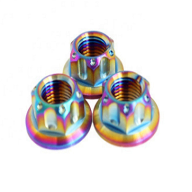 Mur pelangi titanium M10 hex flange GR5 Ti-6al-4v berkekuatan tinggi