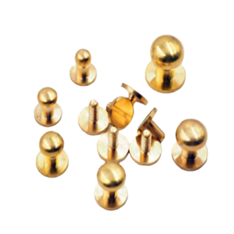 4mm-10mm Kuningan Padat Screwback Sam Brown Button Stud Untuk kulit