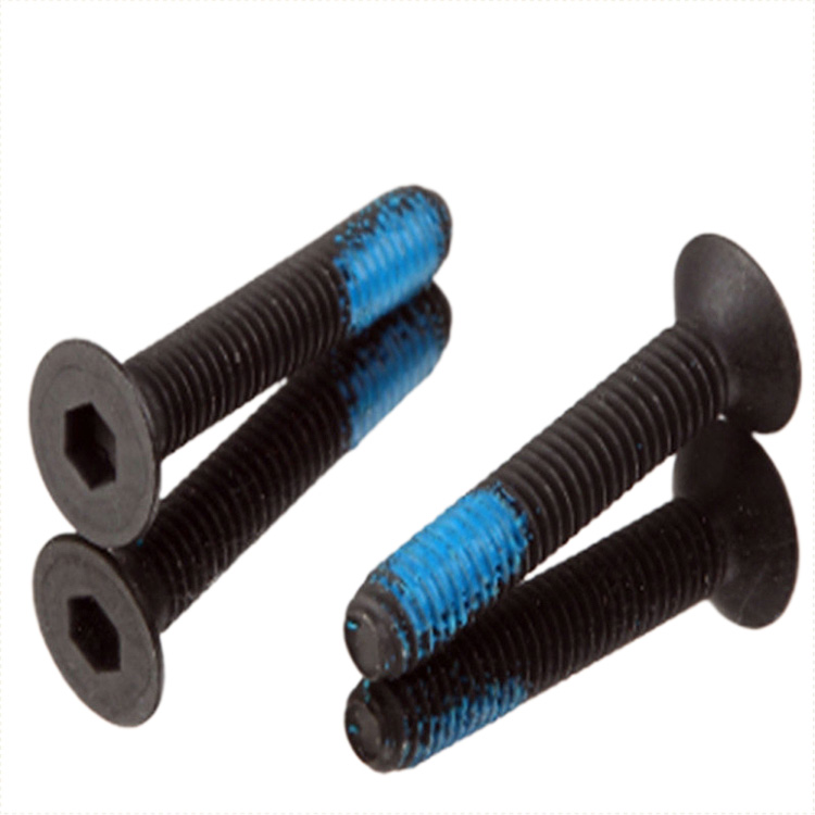 Sekrup Mesin Soket Kepala Countersunk Stainless Steel Hitam dengan patch Nilon