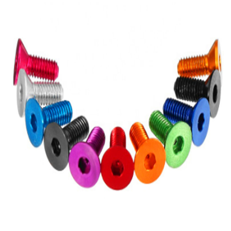 Sekrup Kepala Countersunk Soket Hex DIN7991 Aluminium Anodized Warna-warni