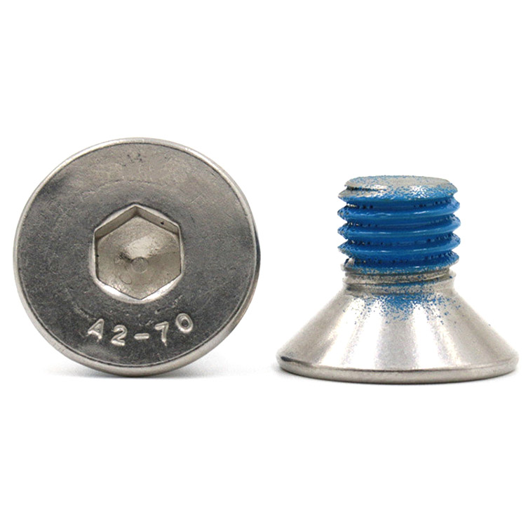 Sekrup mini mikro soket kepala countersunk baja tahan karat dengan tempelan nilon