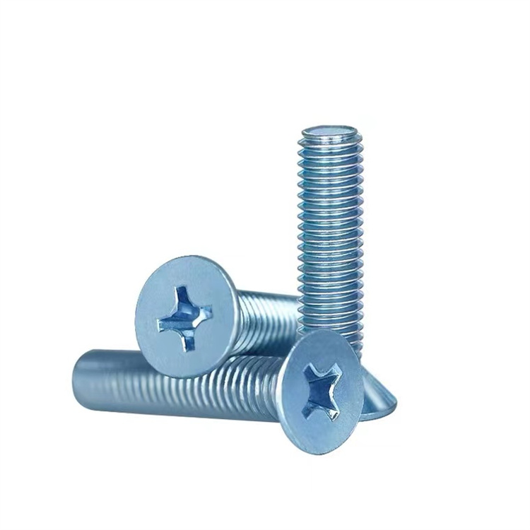 DIN965 sekrup silang kepala countersunk berlapis seng biru