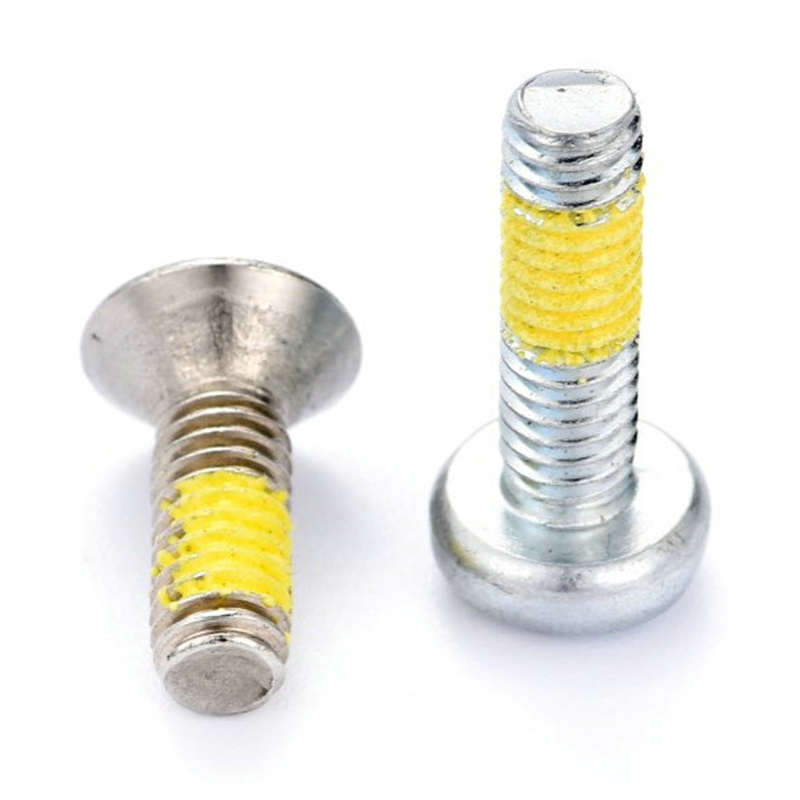 Sekrup mesin torx(hex) kepala pan(countersunk) dengan tempelan nilon kuning