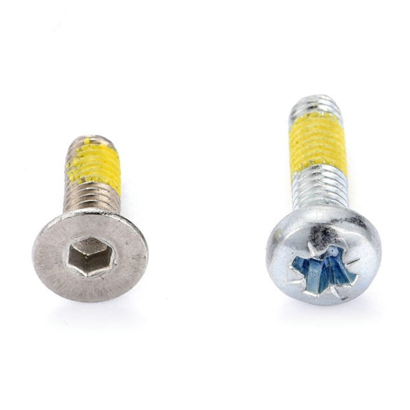 Sekrup mesin torx(hex) kepala pan(countersunk) dengan tempelan nilon kuning Sekrup mesin torx(hex) kepala pan(countersunk) dengan tempelan nilon kuning