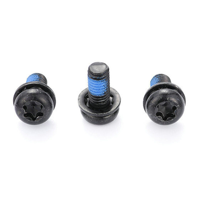 Sekrup tiga set torx kepala bulat hitam dengan tempelan nilon Sekrup tiga set torx kepala bulat hitam dengan tempelan nilon