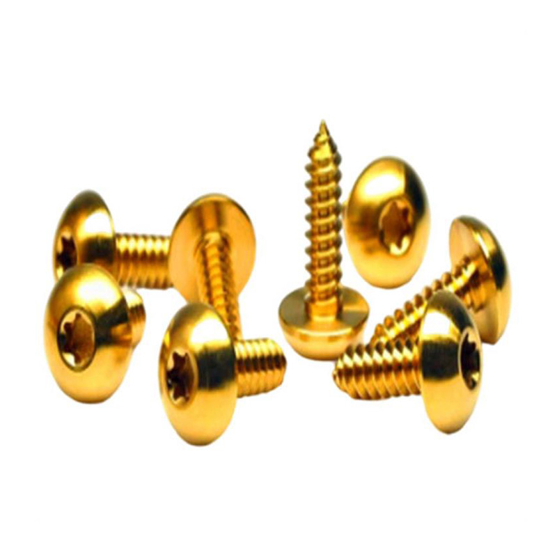 Sekrup torx kepala panci titanium warna emas